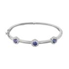 Sterling Silver Lab-created Sapphire & 1/4 Carat T.w. Diamond Halo Bangle Bracelet, Women's, Blue