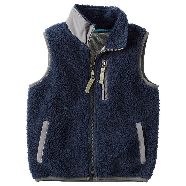 Baby Boy Carter's Sherpa Vest, Size: 3 Months, Blue