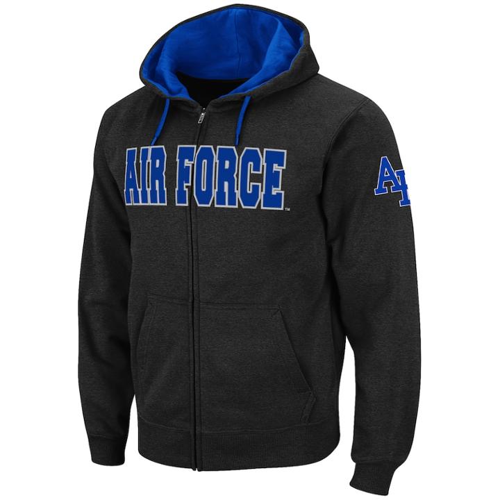Men's Air Force Falcons Full-zip Fleece Hoodie, Size: Xxl, Black