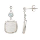 Sterling Silver Blue Topaz & Mother-of-pearl Drop Earrings, Women's, White