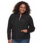 Plus Size Croft & Barrow&reg; Quilted Full-zip Sweater Jacket, Women's, Size: 1xl, Black