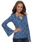 Juniors' Mudd&reg; Cutout Bell Sleeve Top, Teens, Size: Medium, Med Blue
