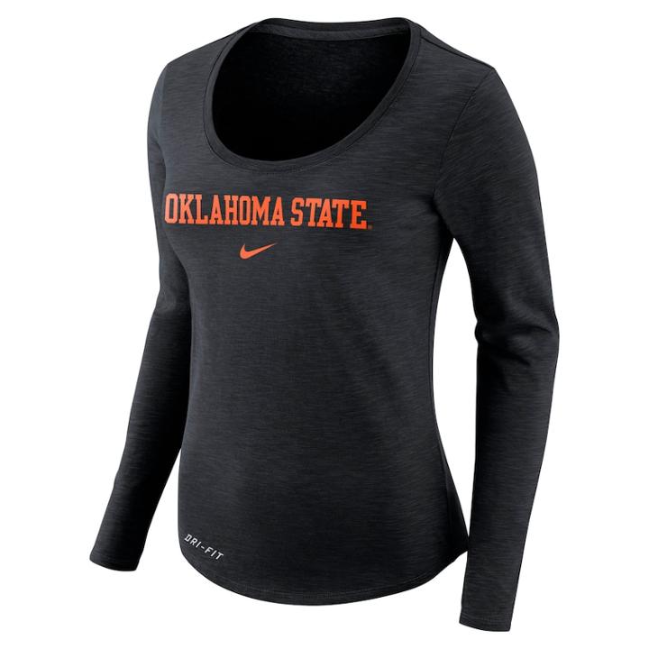 Women's Nike Oklahoma State Cowboys Slubbed Dri-fit Tee, Size: Small, Black