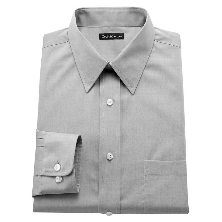 Men's Croft & Barrow&reg; Classic-fit Easy-care Point-collar Dress Shirt, Size: 14.5-32/33, Black