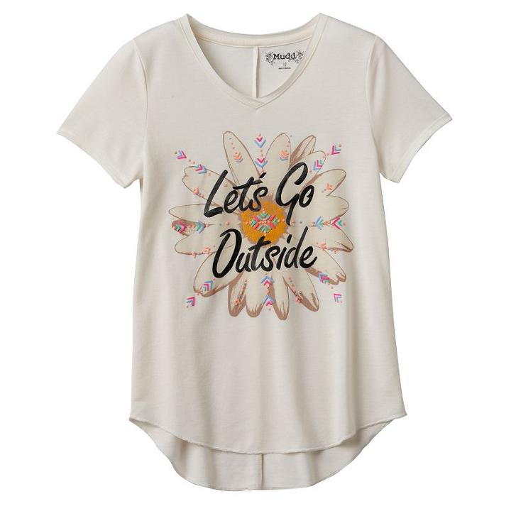 Girls 7-16 & Plus Size Mudd&reg; Seamed Back High-low Hem Graphic Tee, Girl's, Size: 12 1/2, White Oth