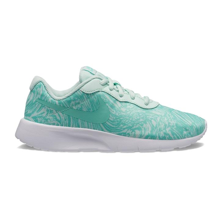 Nike Tanjun Print Grade School Girls' Athletic Shoes, Size: 5, Green