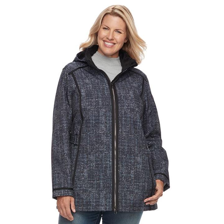 Plus Size Free Country Hooded Soft Shell Jacket, Women's, Size: 3xl, Black