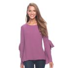 Women's Apt. 9&reg; Bell Sleeve Top, Size: Xs, Med Purple