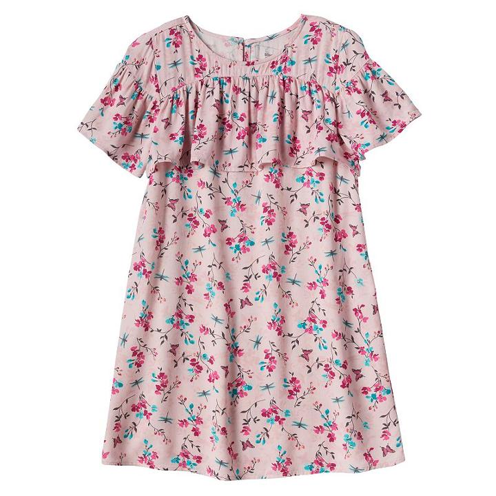 Girls 4-8 Sonoma Goods For Life™ Floral Print Ruffle Dress, Girl's, Size: 7, Light Pink