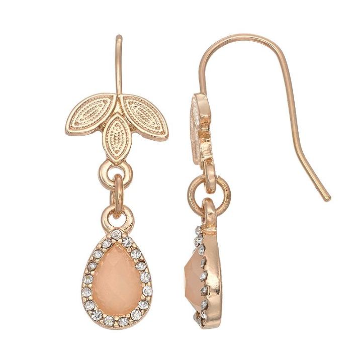 Lc Lauren Conrad Leafy Nickel Free Halo Teardrop Earrings, Women's, Rust/coppr