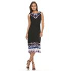 Women's Dana Buchman Printed Midi Dress, Size: Large, Black