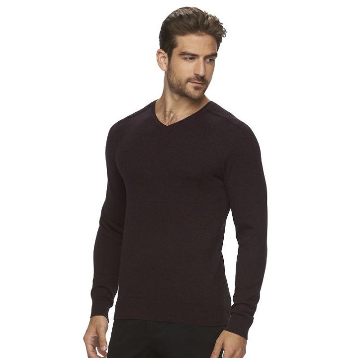Big & Tall Marc Anthony Slim-fit Solid Cashmere-blend V-neck Sweater, Men's, Size: Xxl Tall, Drk Purple