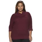 Plus Size Ab Studio Lurex Cowlneck Sweater, Women's, Size: 1xl, Dark Red