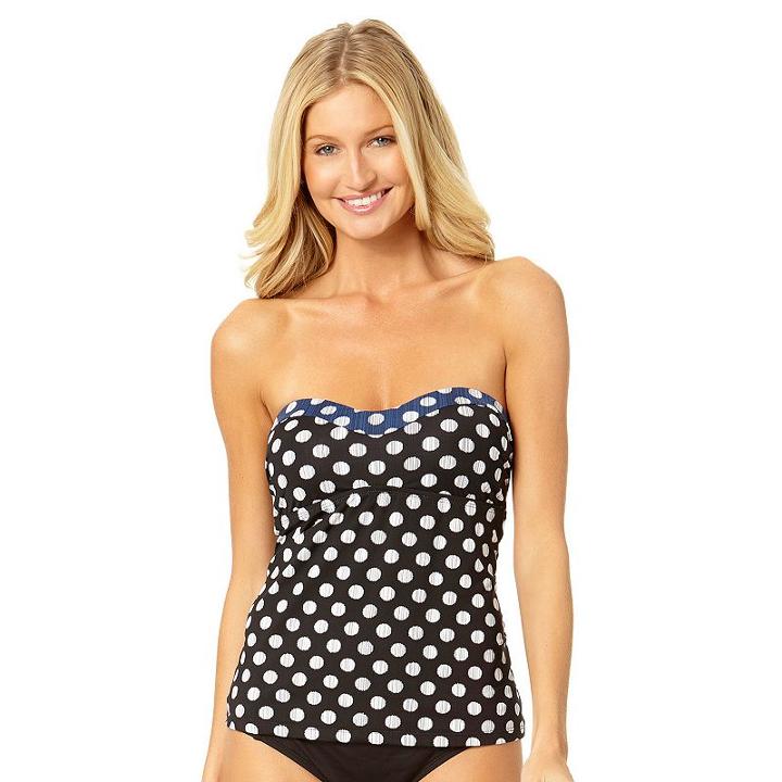 Women's Cole Of California Dakota Dot Bandeaukini Top, Size: Large, Black