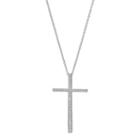 Fleur Cubic Zirconia Cross Pendant Necklace, Women's, Grey