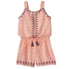 Girls 7-16 My Michelle Embroidered Trim Pattern Romper, Girl's, Size: Large, Orange Oth
