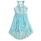 Girls 7-16 Lavender Jacquard To High-low Cascade Dress, Size: 10, Dark Blue
