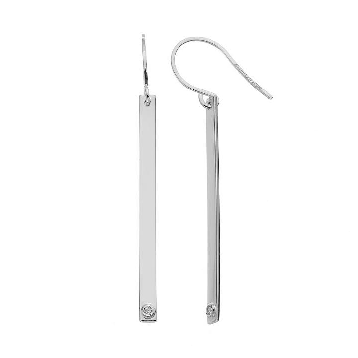 14k Gold Diamond Accent Bar Drop Earrings, Women's, White