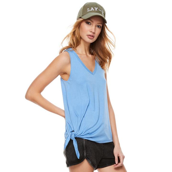 Madden Nyc Juniors' Knot Hem Mesh Tank, Girl's, Size: Xl, Blue Other