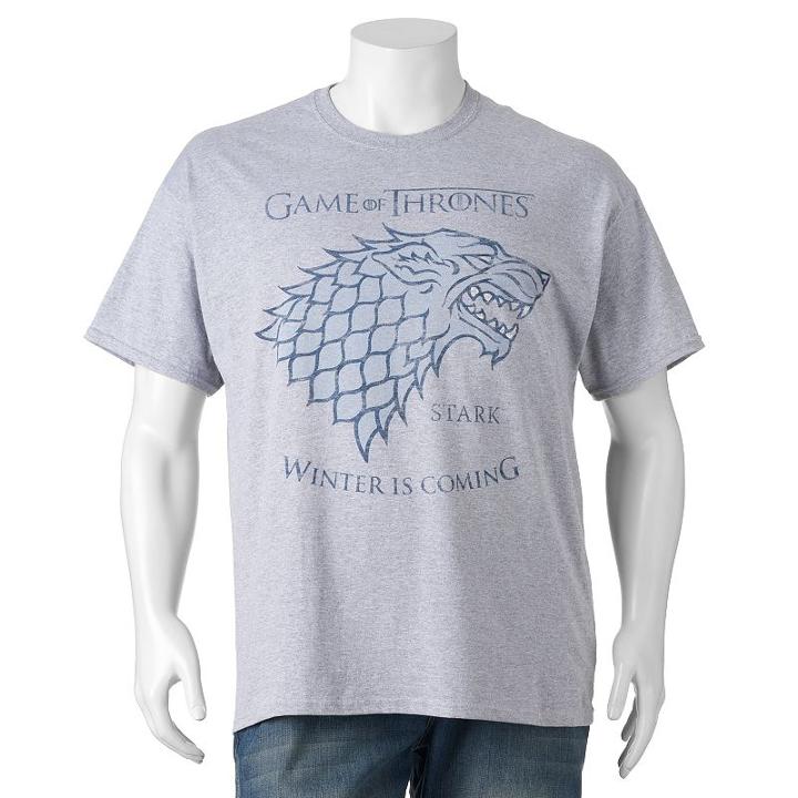 Big & Tall Game Of Thrones Winter Is Coming Tee, Men's, Size: 3xb, Dark Grey