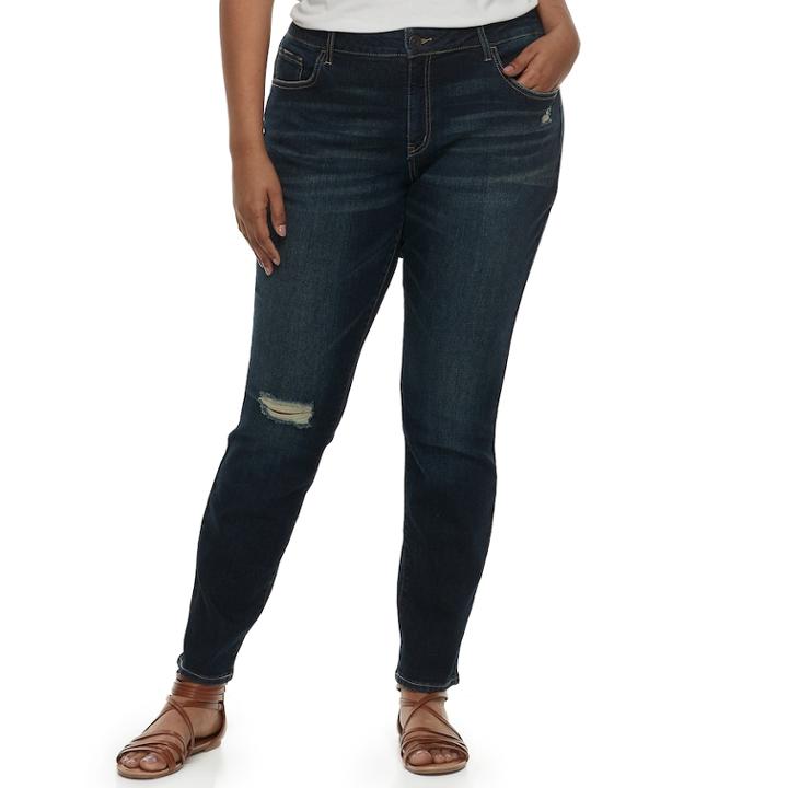 Plus Size Juniors' Plus So&reg; Low Rise Skinny Jeans, Teens, Size: 20, Dark Blue