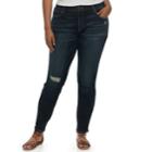 Plus Size Juniors' Plus So&reg; Low Rise Skinny Jeans, Teens, Size: 20, Dark Blue