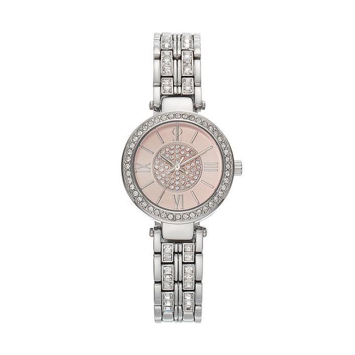 Jennifer Lopez Women's Bethany Crystal Watch, Size: Medium, Silver