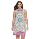 Plus Size Suite 7 Printed Shift Dress, Women's, Size: 14 W, Turquoise Pink