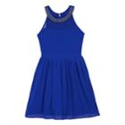 Girls 7-16 Iz Amy Byer Lace & Floral Popover Dress With Necklace, Size: 16, Brt Blue