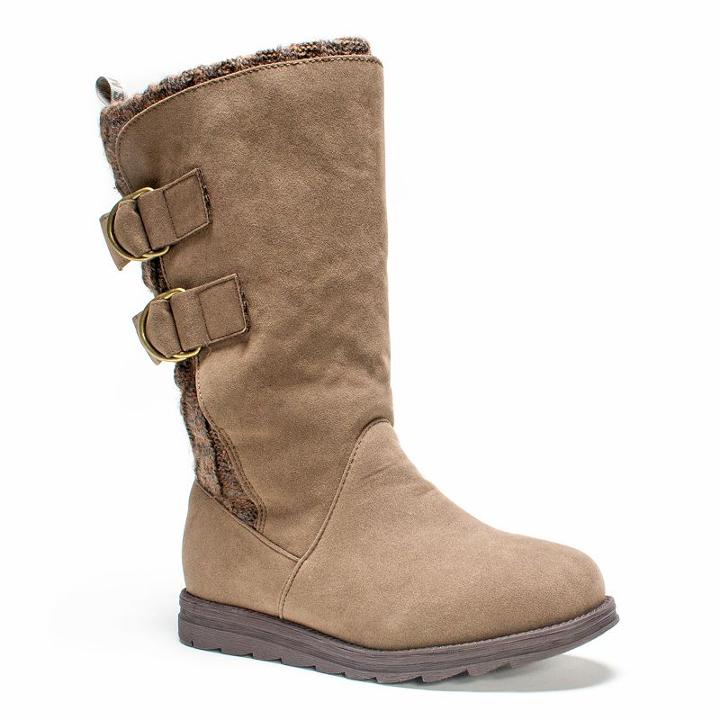 Muk Luks Luna Women's Buckle Boots, Girl's, Size: 10, Dark Beige