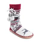 Women's Muk Luks Pom Pom Slipper Socks, Size: L-xl, Dark Red
