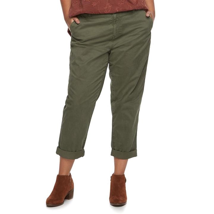 Plus Size Sonoma Goods For Life&trade; Flex Waistband Chino Capris, Women's, Size: 20 W, Green