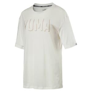Women's Puma Fusion Elongated Graphic Tee, Size: Medium, White