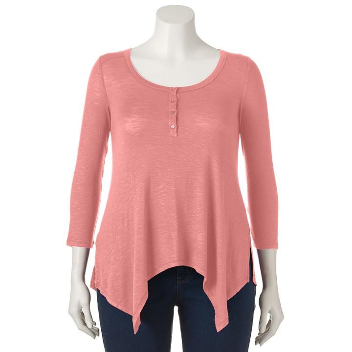 Women's Sonoma Goods For Life&trade; Handkerchief Henley Tee, Size: Xl, Light Red
