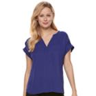 Women's Apt. 9&reg; Cuffed Crepe Blouse, Size: Xxl, Drk Purple