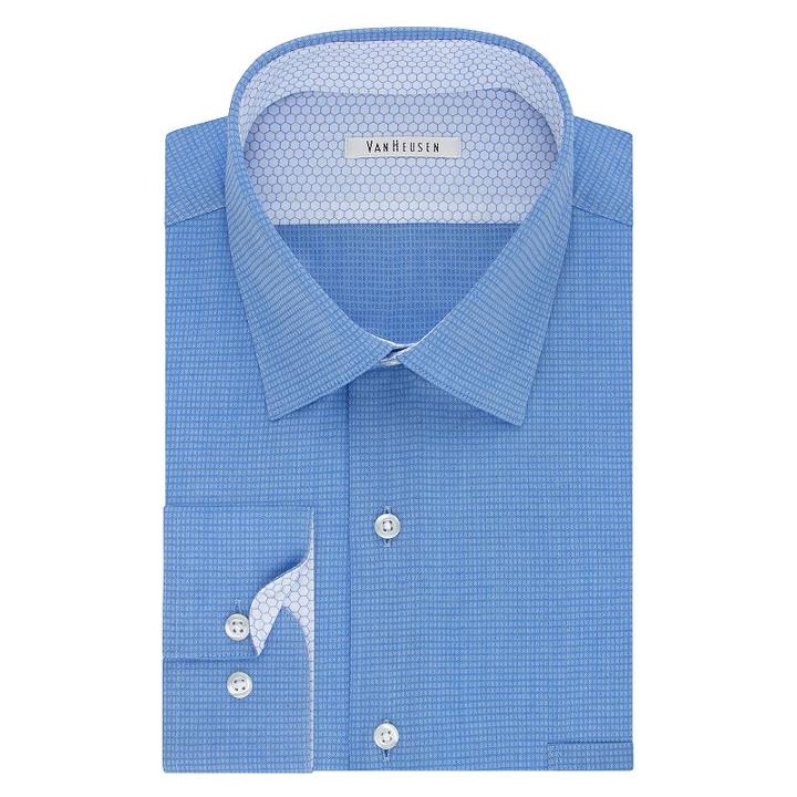 Men's Van Heusen Slim-fit Air Dress Shirt, Size: 17.5-34/35, Brt Blue