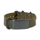 Lynx Leather And Black Ion-plated Stainless Steel Id Bracelet - Men, Size: 10, Green