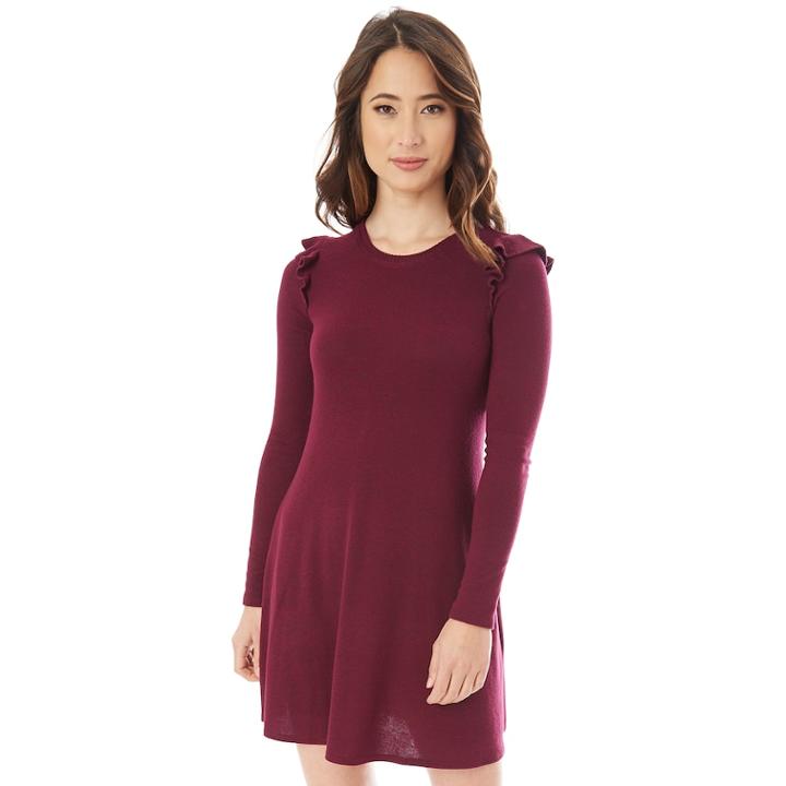 Juniors' Iz Byer Ruffled Sweaterdress, Teens, Size: Xs, Med Purple