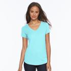 Juniors' So&reg; Short Sleeve V-neck Tee, Girl's, Size: Small, Turquoise/blue (turq/aqua)