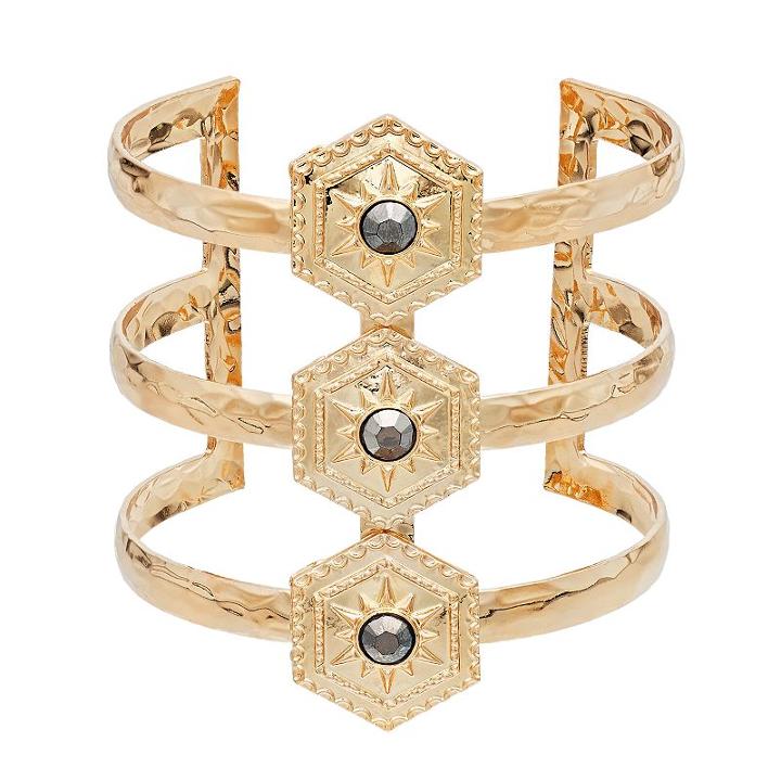 Mudd&reg; Starburst Open Multi Row Cuff Bracelet, Women's, Gold