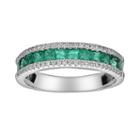 14k White Gold 1/5-ct. T.w. Diamond And Emerald Ring, Women's, Size: 7, Green