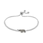 Silver Plated Crystal Elephant Bolo Bracelet, Women's, Size: 9, Grey