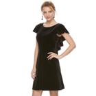 Women's Suite 7 Velvet Flutter Sleeve Dress, Size: 8, Black