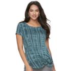 Women's Rock & Republic&reg; Ruched Scoopneck Tee, Size: Small, Light Blue