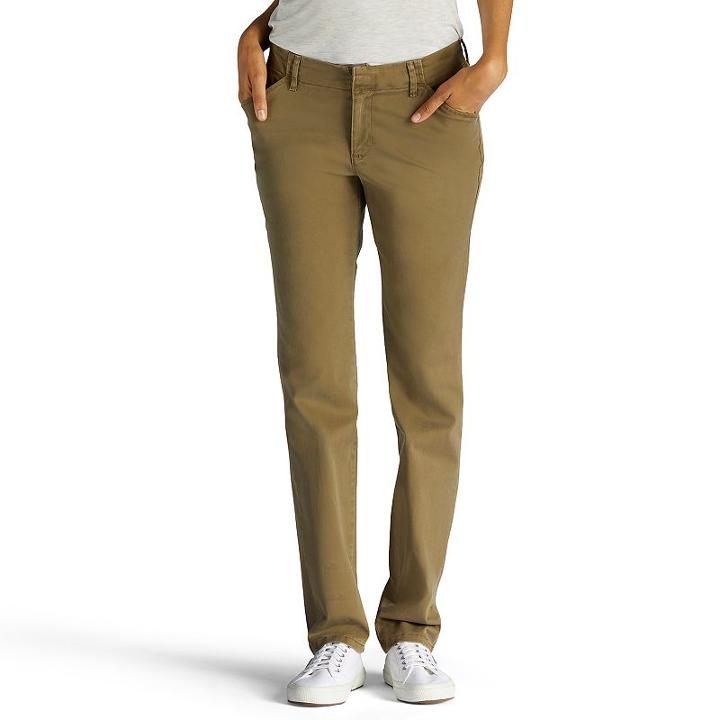 Women's Lee Essential Straight-leg Chino Pants, Size: 14 Avg/reg, Green Oth