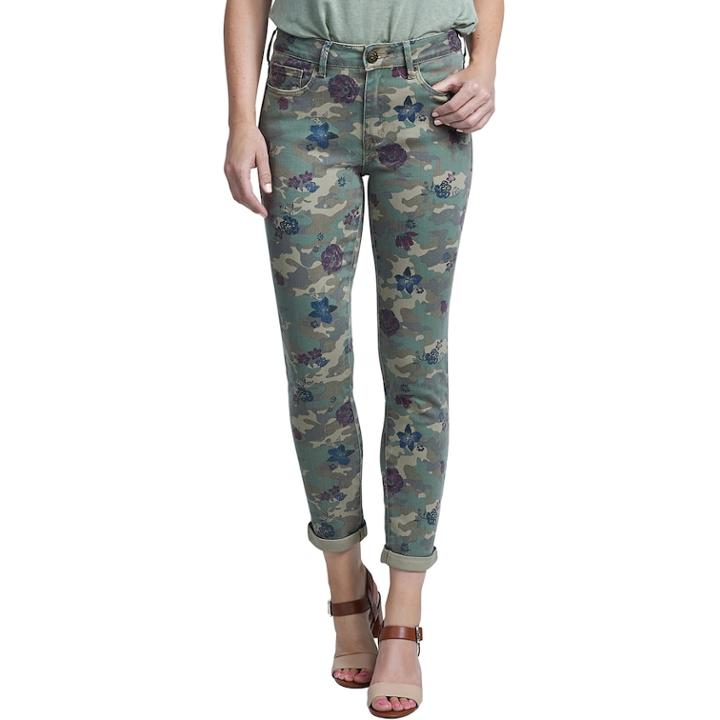 Women's Seven7 Camo High Rise Slim Straight-leg Jeans, Size: 12, Lt Green