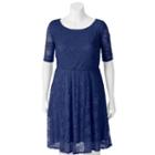 Juniors' Plus Size Wrapper Lace A-line Dress, Teens, Size: 2xl, Dark Blue