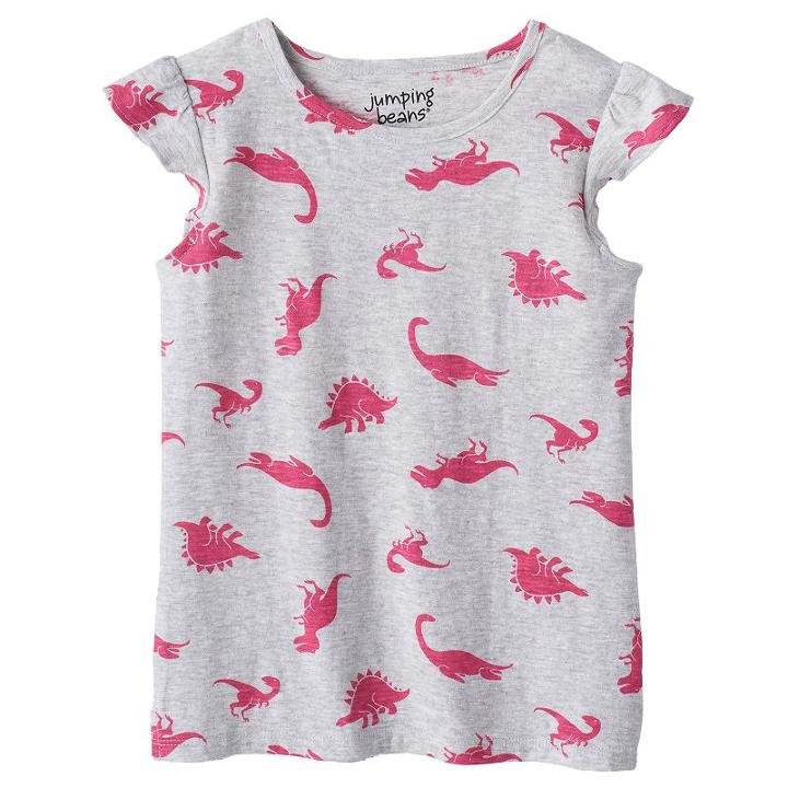 Girls 4-10 Jumping Beans&reg; Print Flutter Sleeves Tee, Girl's, Size: 7, Light Grey