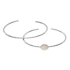 Olive & Ivy Silver Plated Mother-of-pearl Cuff Bracelet Set, Women's, White