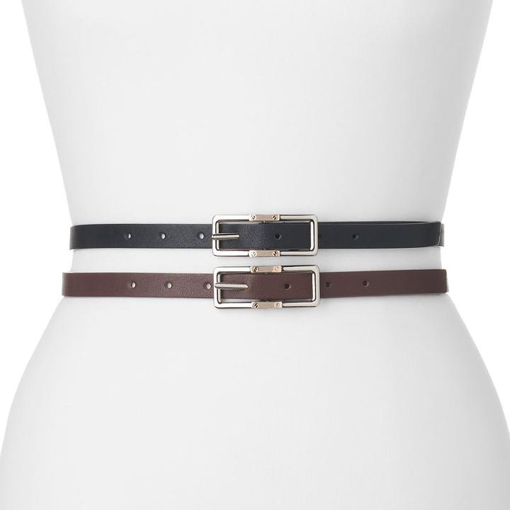 Women's Apt. 9&reg; 2-for-1 Belt Set, Size: Large, Grey (charcoal)